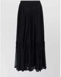Saint Laurent - Silk Pleated Maxi Skirt - Lyst