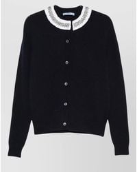 Prada - Crystal Embellished Ruffled Wool Cashmere Cardigan - Lyst