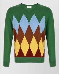 Ballantyne - Argyle Knit V Neck Long Sleeve Sweater - Lyst