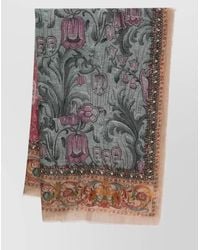 Pierre Louis Mascia - Cashmere Scarf With Floral Pattern And Fringed Edges - Lyst