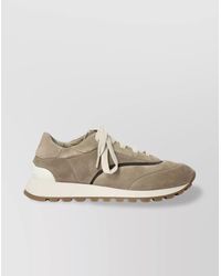 Brunello Cucinelli - Suede Upper Round Toe Rubber Sole Sneakers - Lyst