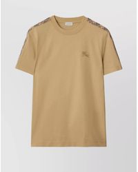 Burberry - Cotton Slim-Fit Check-Trim T-Shirt - Lyst