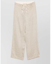 Alysi - Striped Trousers Wide Leg Elasticated Waistband - Lyst