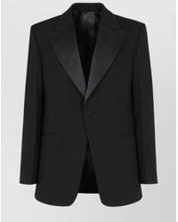 Ferragamo - Virgin Wool Single-Breasted Tuxedo Blazer - Lyst