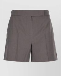 Max Mara - Wool Pleated Shorts Button Detail Belt Loops - Lyst