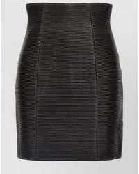 Balmain - Leather High-Rise Fitted Skirt - Lyst