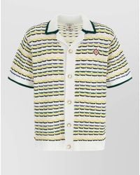 CASABLANCA - Cotton Tuck Stitch Short Sleeve Shirt - Lyst