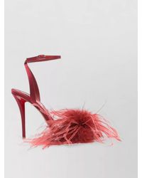 Christian Louboutin - Satin Feather Ankle-Strap Sandals - Lyst