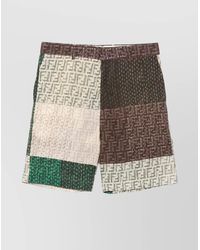 Fendi - Linen Patchwork Tailored Bermuda Shorts - Lyst
