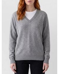 The Row - Cashmere V-Neck Long-Sleeve Fine-Knit Sweater - Lyst
