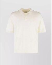 Moncler - Silk Linen Short Sleeve Polo Shirt - Lyst