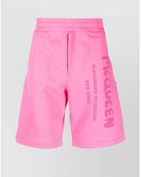 McQueen - Logo Print Cotton Bermuda Shorts - Lyst