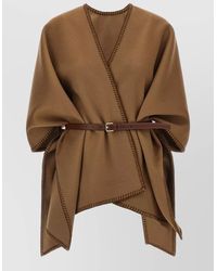 Max Mara - Wool Draped Belted Cape - Lyst