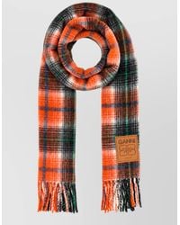 Ganni - Checked Wool Scarf - Lyst