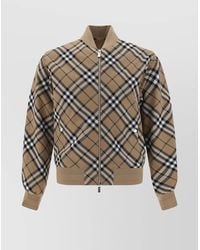 Burberry - Checked Wool Blend Bomber Jacket - Lyst