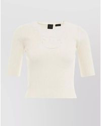 Pinko - Short Sleeve Round Neck Ribbed Sweater - Lyst