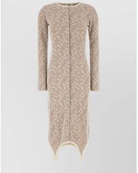 Fendi - Embroidered Cotton Blend Knitted Dress - Lyst