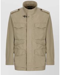 Fay - Short Jacket High Neck Epaulettes Pockets - Lyst