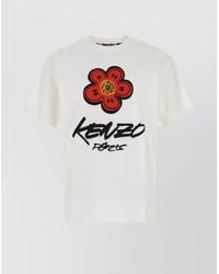 KENZO - Cotton Crew Neck T-Shirt With Graphic Print - Lyst
