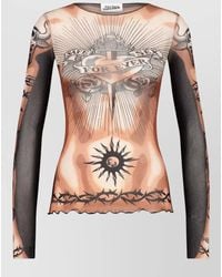 Jean Paul Gaultier - Tattoo-Inspired Sheer Long-Sleeved Top With Bold Motifs - Lyst