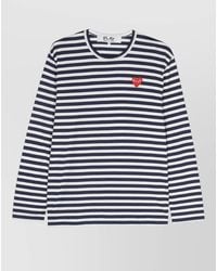 Comme des Garçons - Logo Striped Cotton Long Sleeve T Shirt - Lyst