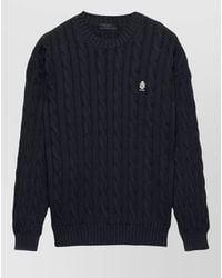 Prada - Crew Neck Cable Knit Sweater Ribbed Trim - Lyst