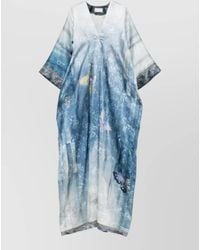 Pierre Louis Mascia - Silk Dress Butterfly Print Kimono Sleeves Maxi - Lyst