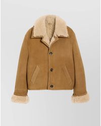 Ami Paris - Shearling Button-Up Jacket - Lyst