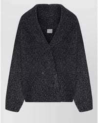 TOTEME - Wool Blend Ribbed Double-Breasted Shawl Neck Cardigan - Lyst