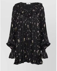 Chloé - Silk Floral-Print Ruffled Long-Sleeve Mini Dress - Lyst
