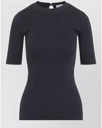 Brunello Cucinelli - Rib Knit T Shirt Keyhole Neck - Lyst