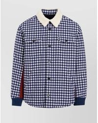 Undercover - Checked Wool Shearling Collar Bomber Jacket - Lyst