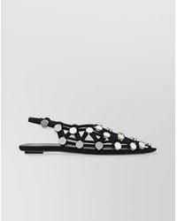 The Attico - Leather Rhinestone-Embellished Slingback Ballerina Shoes - Lyst