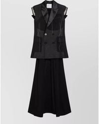 Sacai - Double Breasted Satin Lapel Layered Dress - Lyst