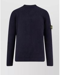 Stone Island - Crew-Neck Wool Blend Sweater With Logo Patch - Lyst