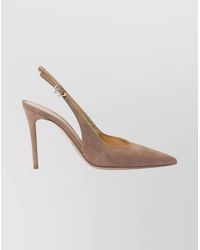 Gianvito Rossi - Suede Leather Slingback Sandals 100 Mm - Lyst
