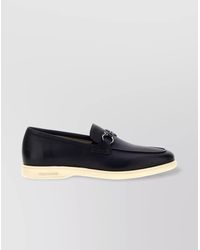 Ferragamo - Round Toe Rubber Sole Metal Hardware Loafers - Lyst