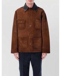 Prada - Suede Caban Jacket Vintage Effect Collar - Lyst