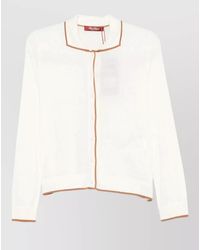 Max Mara - Silk Blend Cardigan Contrast Trim Long Sleeves - Lyst