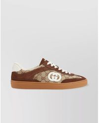 Gucci - Leather And Suede Low-Top Sneakers - Lyst