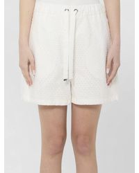 Moncler - Cotton Poplin And San Gallo Shorts - Lyst