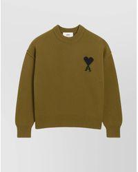 Ami Paris - Ribbed Crewneck Sweater With Long Sleeves - Lyst