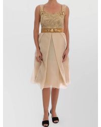 Dolce & Gabbana - Silk Crystal Embellished Midi Dress - Lyst