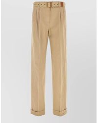 Miu Miu - Cotton Tailored Trousers Belt Loops Back Pockets - Lyst