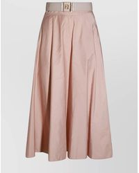 Elisabetta Franchi - Midi Skirt With Belted Waist And Pleats - Lyst