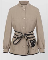 Valentino - Caban Jacket Embroidered Logo Vg Belted - Lyst