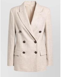 Brunello Cucinelli - Wool And Cashmere Double Breasted Jacket - Lyst