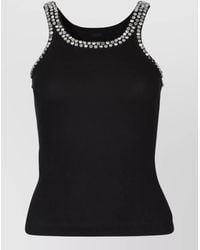 Pinko - Crystal Embellished Ribbed Tank Top - Lyst