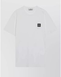 Stone Island - Cotton Slim-Fit Ribbed Crew-Neck Logo-Patch T-Shirt - Lyst