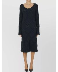 Burberry - Wool Aran-Knit Slim-Fit Midi Dress - Lyst